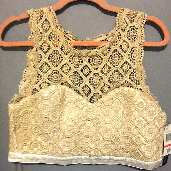 Sequin Hearts Dresses & Skirts - (146)- 💛TWO PIECE 🌸Formal Gold/White Top White Sheer Skirt🤩